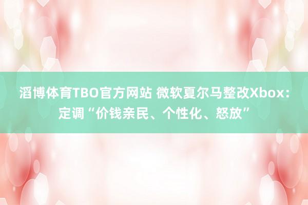 滔博体育TBO官方网站 微软夏尔马整改Xbox：定调“价钱亲民、个性化、怒放”