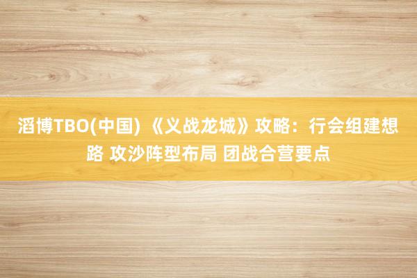 滔博TBO(中国) 《义战龙城》攻略：行会组建想路 攻沙阵型布局 团战合营要点