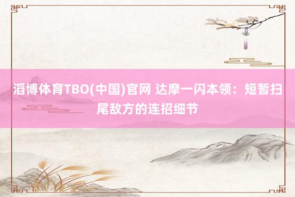 滔博体育TBO(中国)官网 达摩一闪本领：短暂扫尾敌方的连招细节