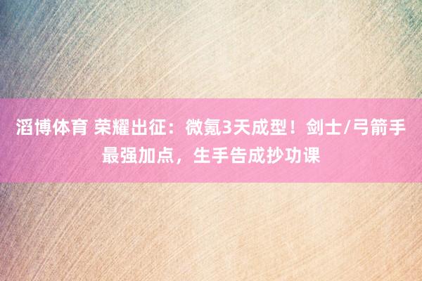 滔博体育 荣耀出征：微氪3天成型！剑士/弓箭手最强加点，生手告成抄功课