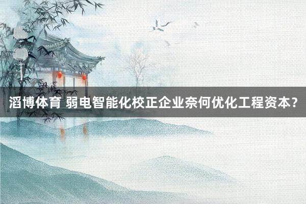 滔博体育 弱电智能化校正企业奈何优化工程资本？