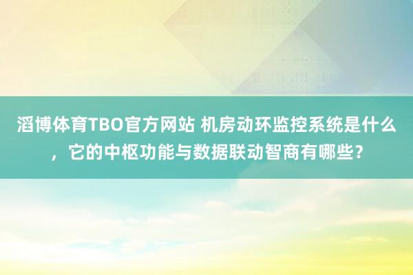 滔博体育TBO官方网站 机房动环监控系统是什么，它的中枢功能与数据联动智商有哪些？