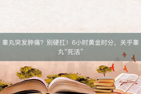 睾丸突发肿痛？别硬扛！6小时黄金时分，关乎睾丸“死活”